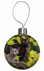 Burmese Cats Amoungst Daffodils Christmas Bauble