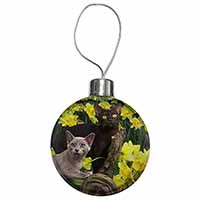 Burmese Cats Amoungst Daffodils Christmas Bauble