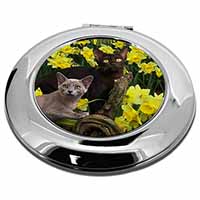 Burmese Cats Amoungst Daffodils Make-Up Round Compact Mirror