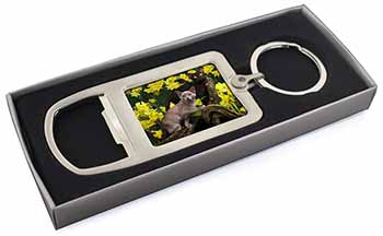 Burmese Cats Amoungst Daffodils Chrome Metal Bottle Opener Keyring in Box