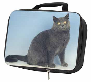 Blue Chartreax Cat Black Insulated School Lunch Box/Picnic Bag