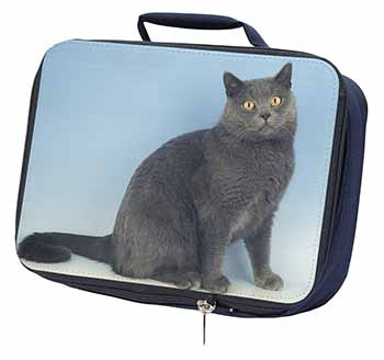 Blue Chartreax Cat Navy Insulated School Lunch Box/Picnic Bag