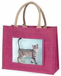 Egyptian Mau Cat Large Pink Jute Shopping Bag