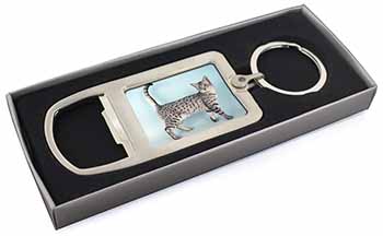 Egyptian Mau Cat Chrome Metal Bottle Opener Keyring in Box