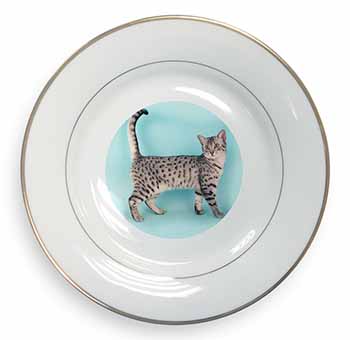 Egyptian Mau Cat Gold Rim Plate Printed Full Colour in Gift Box