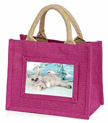 Tiffanie Kitten, Tiffany Cat Little Girls Small Pink Jute Shopping Bag