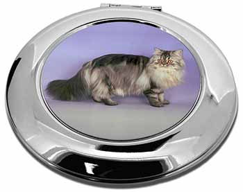 Silver Grey Persian Cat Make-Up Round Compact Mirror