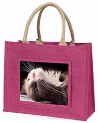 Cat in Ecstacy Large Pink Jute Shopping Bag