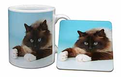 Beautiful Birman Cat Mug and Coaster Set