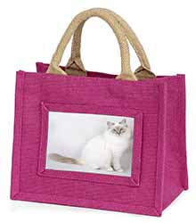 Beautiful Birman Cat Little Girls Small Pink Jute Shopping Bag