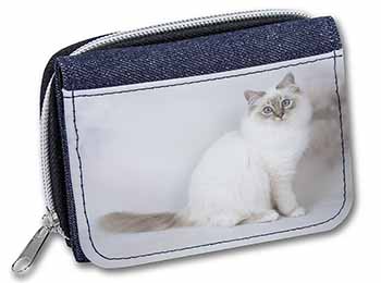 Beautiful Birman Cat Unisex Denim Purse Wallet