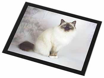 Birman Cat Black Rim High Quality Glass Placemat