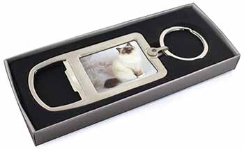 Birman Cat Chrome Metal Bottle Opener Keyring in Box