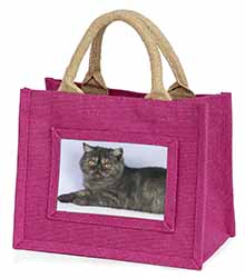 Exotic Smoke Cat Little Girls Small Pink Jute Shopping Bag