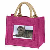 Exotic Smoke Cat Little Girls Small Pink Jute Shopping Bag