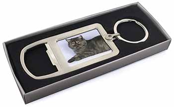 Exotic Smoke Cat Chrome Metal Bottle Opener Keyring in Box