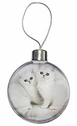 Exotic White Kittens Christmas Bauble