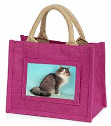 Norwegian Forest Cat Little Girls Small Pink Jute Shopping Bag