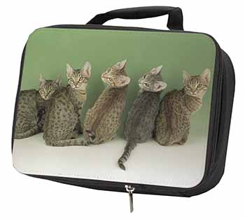 Cute Ocicat Kittens Black Insulated School Lunch Box/Picnic Bag