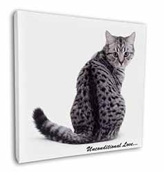 Tabby Cat Love Sentiment Square Canvas 12"x12" Wall Art Picture Print