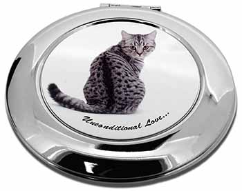 Tabby Cat Love Sentiment Make-Up Round Compact Mirror