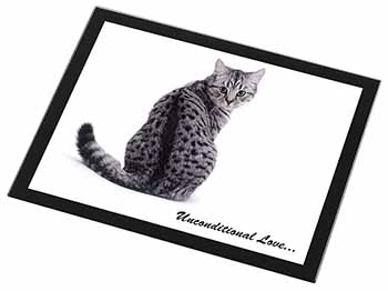 Tabby Cat Love Sentiment Black Rim High Quality Glass Placemat