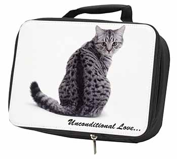 Tabby Cat Love Sentiment Black Insulated School Lunch Box/Picnic Bag