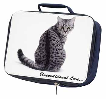 Tabby Cat Love Sentiment Navy Insulated School Lunch Box/Picnic Bag