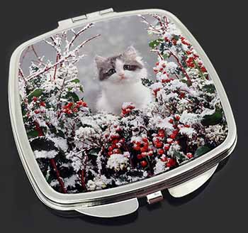 Winter Snow Kitten Make-Up Compact Mirror