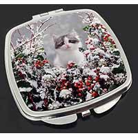 Winter Snow Kitten Make-Up Compact Mirror