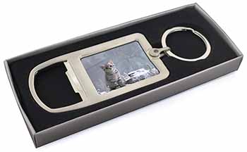 Animal Fantasy Cat+Snow Leopard Chrome Metal Bottle Opener Keyring in Box