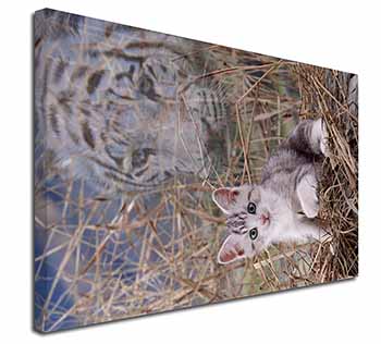 Kitten and White Tiger Watch Canvas X-Large 30"x20" Wall Art Print