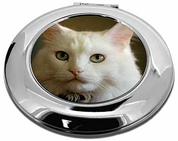 Gorgeous White Cat Make-Up Round Compact Mirror