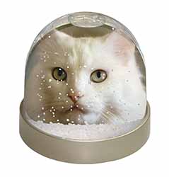 Gorgeous White Cat Snow Globe Photo Waterball