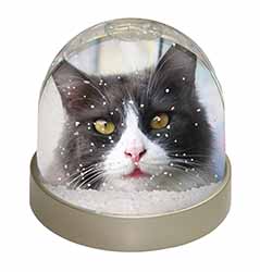 Pretty Black and White Cat Snow Globe Photo Waterball