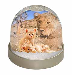 Fantasy Spirit Lion Watch on Ginger Kittens Snow Globe Photo Waterball