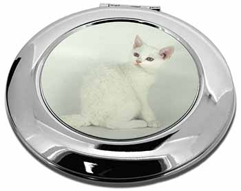 White American Wire Hair Cat Make-Up Round Compact Mirror