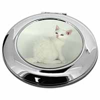 White American Wire Hair Cat Make-Up Round Compact Mirror