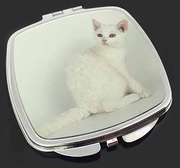 White American Wire Hair Cat Make-Up Compact Mirror