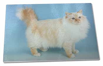 Large Glass Cutting Chopping Board Red Birman Cat