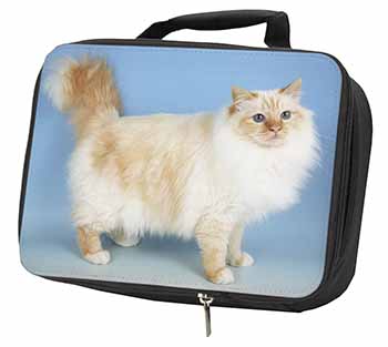 Red Birman Cat Black Insulated School Lunch Box/Picnic Bag