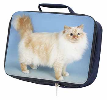 Red Birman Cat Navy Insulated School Lunch Box/Picnic Bag