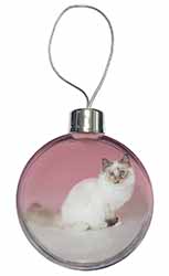 Tortie Birman Cat Christmas Bauble