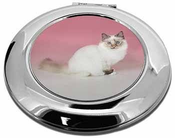 Tortie Birman Cat Make-Up Round Compact Mirror