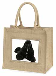 American Cocker Spaniel Dog Natural/Beige Jute Large Shopping Bag