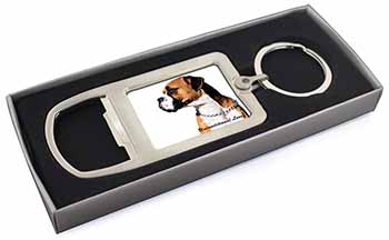 Boxer Dog With Love Chrome Metal Bottle Opener Keyring in Box