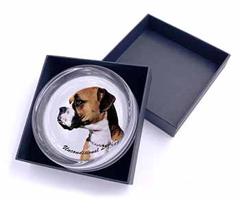 Boxer Dog With Love Glass Paperweight in Gift Box