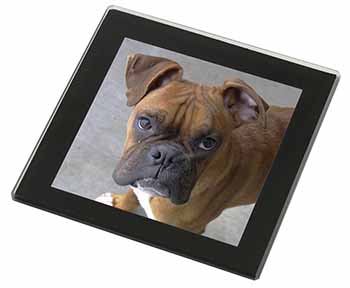 Red Boxer Dog Black Rim High Quality Glass Coaster