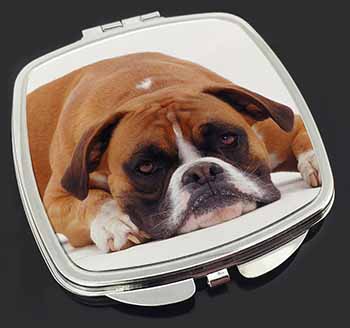 Red and White Boxer Dog Make-Up Compact Mirror