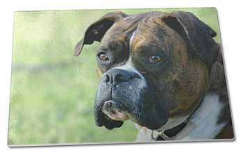 Large Glass Cutting Chopping Board Brindle and White Boxer Dog